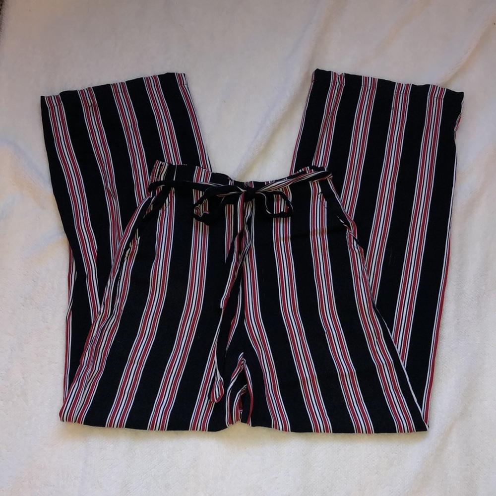 Forever 21 Palazzo pants bold multicolored striped pattern comfortable r…